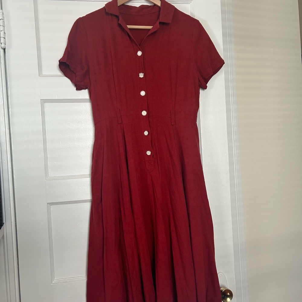 Xaolizi Linen Midi Dress